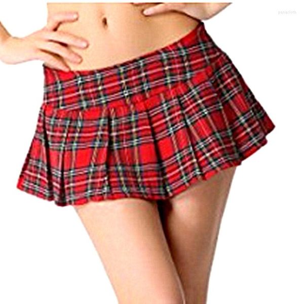 Gonne 2023 Moda donna Sexy Lady Schoolgirl Cosplay Sleepwear Plaid Night Super Mini gonna a pieghe corta