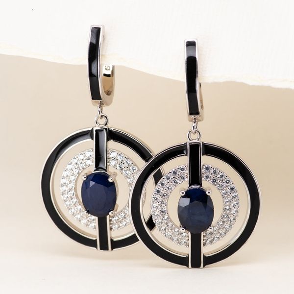 Ear Cuff GEM'S BALLET Orecchini pendenti in agata naturale Orecchini in argento sterling 925 vintage con pietre preziose blu per le donne Gioielli da sposa raffinati 230320