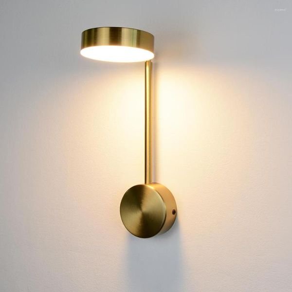 Lâmpadas de parede Iluminação interna minimalista decoração de ouro 9W com interruptor para a sala de estar de cabeceira do quarto Luminária Luminária Intei