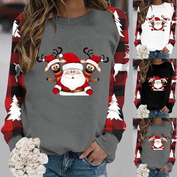 Camicette da donna in top da donna Chemisiers sexy astratti 3d Natale Babbo Natale Stampa Camicetta da donna Camicie patchwork per