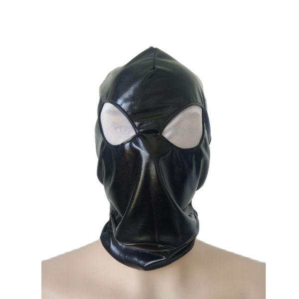 Accessori per costumi Adulti Cosplay Nero lucido metallizzato Cappuccio alieno aperto occhi a rete bianca Costumi Accessori per feste Maschere di Halloween