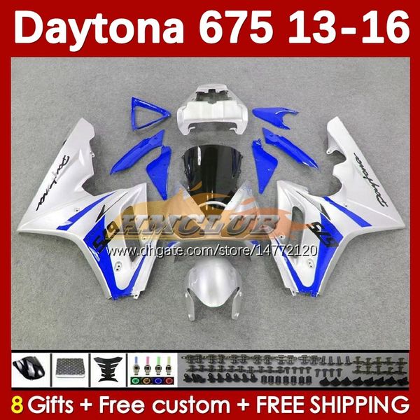 Carenature moto per Daytona 675 675R 2013-2016 Carrozzeria 166No.28 Daytona675 13 14 15 16 Corpo blu argentato Daytona 675 R 2013 2014 2015 2016 Kit carenatura MOTO OEM