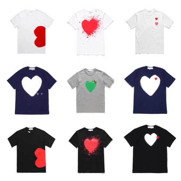 Знаменитая дизайнерская футболка Red Love Hear Tees Mens Fashion Play Пара футболка. Повседневная короткая рукава летние футболки уличная одежда