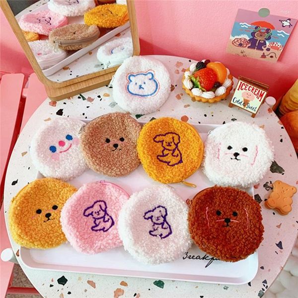 Сумки для хранения Kawaii Cartoon Covers Small Plush Girls Wallet Lady Studds Learphone Key Money Mode Sack мешок на молнии