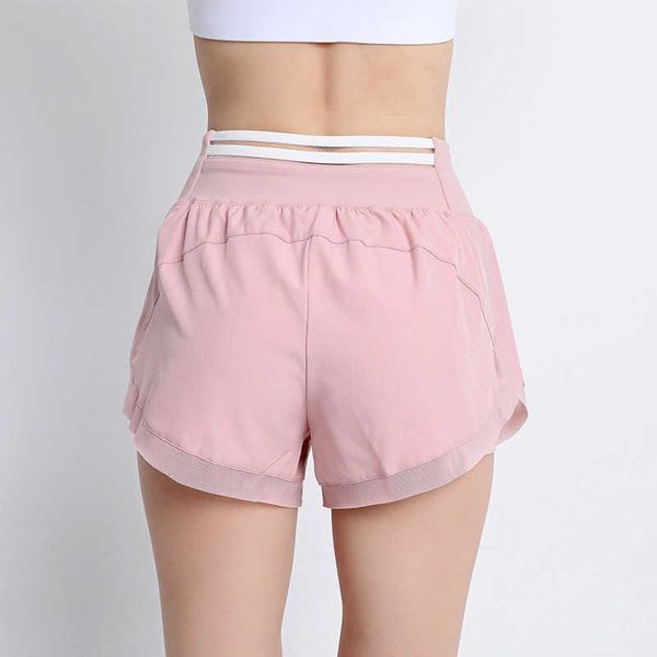 Damen-Shorts, Yoga-Anzug, Frühling/Sommer, neue lässige Sport-Shorts, Fitness-Hose, Damen, gefälschte zweiteilige, blendfreie, atmungsaktive Sprunggymnastik, Laufen, Damen