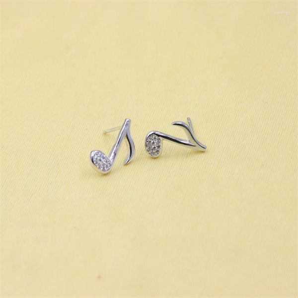 Orecchini a bottone ZFSILVER Fashion Charm Diamond-set Music Note Real 925 Sterling Silver Jewelry Accessori per le donne Regali Party