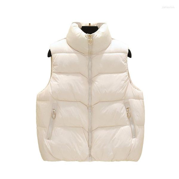 Trench da donna Donna Autunno Inverno Colletto alla coreana Senza maniche Antivento Corto Tipo A Gilet Cappotto Gilet Piumino in cotone imbottito