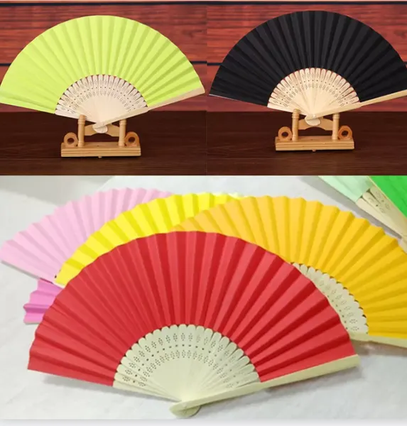 Großhandel Summer Colors Party Dekoration und Fan leer weiße DIY -Papier Bambus Falten für Hand Übung Kalligraphie Malerei Zeichnen Hochzeitsfeier Geschenke