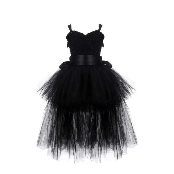 Abiti da ragazza Abito tutu nero per ragazze Abito in tulle con scollo a V Ragazza da sera Abiti da festa di compleanno Abito da ballo per ragazza per bambini Halloween Vieni 1-14YY