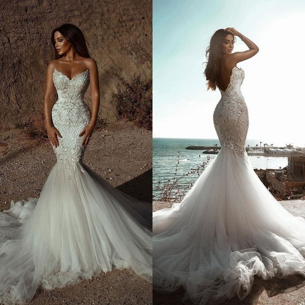 Vestidos de noiva clássicos de tule de tule sweetheart sexy retroil sem apliques de noiva, vestido de noiva personalizado mantos de trem de mariee