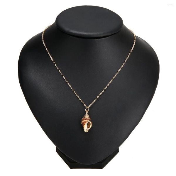 Chainias Unissex Conch Colar pingente colar natural colar de colarinho de colar de metal feminino Cadeia longa Sea Ocean Jewelry Gift