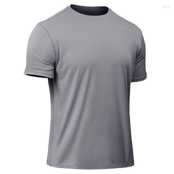 Camisetas masculinas 2023 Sports Tops Men Fitness Speed ​​Speed ​​Stitching Dry Prind Executando treinamento de alto teor de elástico