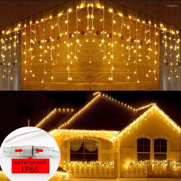 Saiten Weihnachtsdekoration Straße Girlande LED Eiszapfen Licht String Outdoor Wasserdicht IP66 4m 8m 12m 16m Lampe für Traufe Jahr 2023