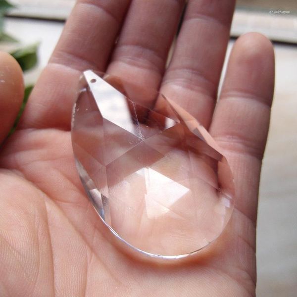 Lustre cristal 10pcs/lote em forma de amêndoa transparente 63mm malha pêmea prismas de guirlanda pingentes em casa ou lâmpada