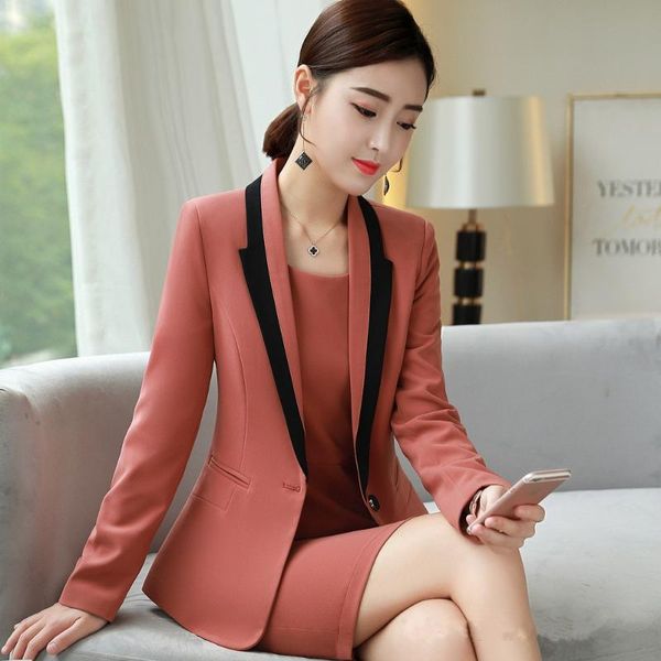 Ternos femininos Blazers FMAsuth 4xl Plus Tamanho Moda Red Jacket Red Jacket feminino Manga feminina Patchwork para Office formal ccyq6090a