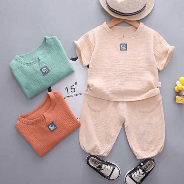 Kleidungssets 12M4Yrs 2 Stück Jungen Mädchen Kleidung Sets 2022 Sommer Baby Mädchen Kleidung Baumwolle Und Leinen Retro Kinder Kinder Kleidung Anzüge Z0321