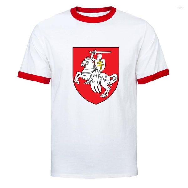 Erkekler Tişörtleri Moda Baskı Ulusal Bayrak Amblemi Arması Belarus Raglan Sleeve Shirt O yaka Erkekler T-Shirt Basit