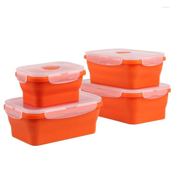 Set di stoviglie UPORS 350/500/800/1200ml Contenitore per il pranzo in silicone Contenitore pieghevole colorato portatile Conservazione Bento pieghevole ecologico