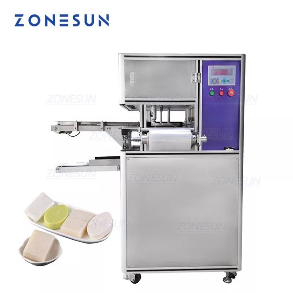 ZONESUN ZS-PK980 Industrieausrüstung Automatische runde quadratische handgemachte Seifenverpackungsmaschine PE-Stretchfolienverpackungsmaschine