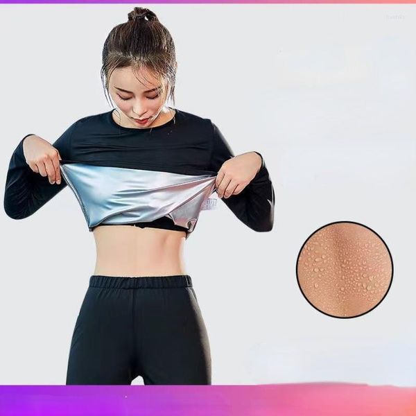 Completo da yoga Tuta da sauna per donna Giacca per la perdita di peso Pantaloni Allenamento Fitness Felpe Palestra Boxe Top Felpe con cappuccio