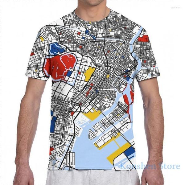 Herren T-Shirts Tokyo Mondrian Karte Männer T-Shirt Frauen All Over Print Mode Mädchen Shirt Jungen Tops T-Shirts Kurzarm T-Shirts