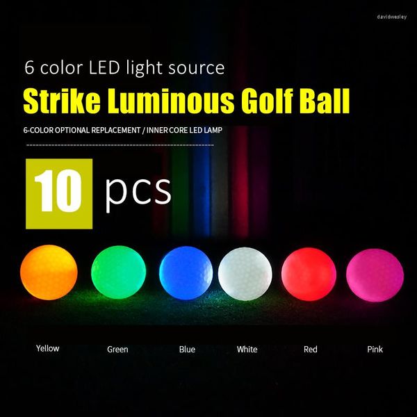 Peças LED luminosos bola de golfe luminária 6 cor brilho Surlyn SUFA