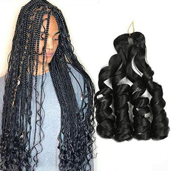 22 Polegada tranças sintéticas cabelo onda solta kanekalon espiral francês onda onda yaki trança em massa cabelo com extremidades encaracoladas