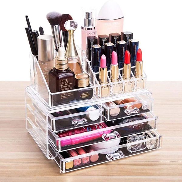 Aufbewahrungsboxen Behälter Acryl Transparent Make-up Schublade Organizer Desktop Kosmetik Aufbewahrungsbox Lippenstift Schmuck Make-up Pinsel Halter Aufbewahrungskoffer 230321