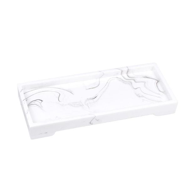 Ganci Rails Home El Resin Modern Simple Bracelet Dish Vassoio da bagno per bancone Rettangolo Candela Sapone Marmo Modello Organizzatore cosmetico