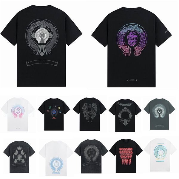 Compre 2023 Chromes Camisetas masculinas para venda Classic Top Designers Letra em relevo Ferradura Sânscrito Padrão Cruz Tees T-shirts Veleiro de manga curta Camiseta casual