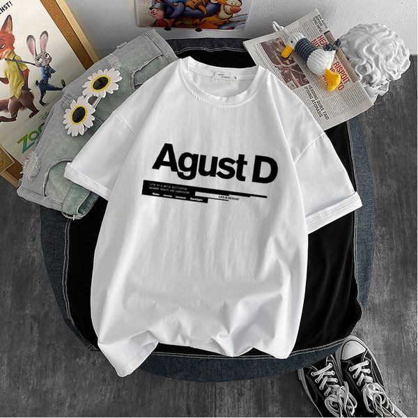 Kadın Tshirt Koreli Versiyon Kpop Agust D Baskılı Tshirt D2 Albüm Unisex yoongi gömlek genç kıyafetler serin 230321