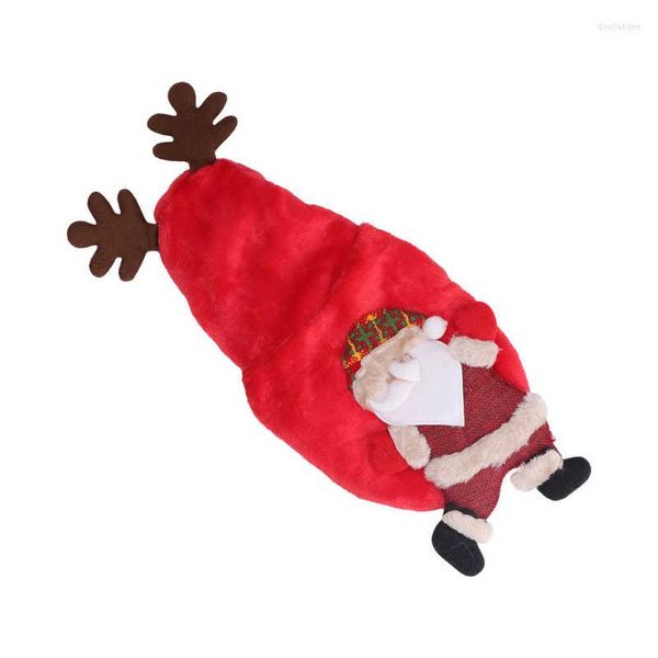 Costumi per gatti Costume natalizio per cani Cappotto con cappuccio con design a Babbo Natale addensato morbido peluche per cani di taglia piccola e media Gatti Vestiti divertenti