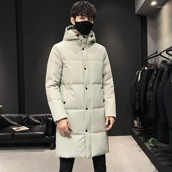 Jackets de joelho com capuz de inverno masculino Moda de moda moda corea estilo quente pato branco sobretola de pato homem parkas masculino jk-933