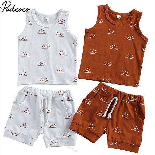 Наборы одежды 2021 Baby Summer Clothing Новорожденная детская 2 -х наряды наборы моды Sun Print Top Shorts Set для детей для детей девочки Z0321