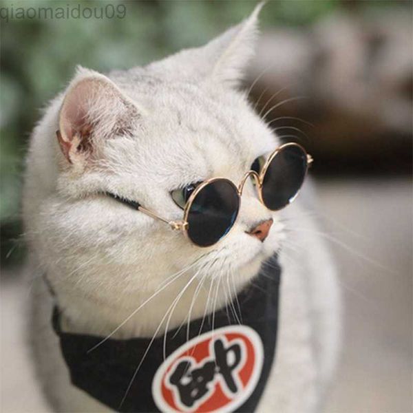 Trajes de gato óculos de sol de animais de sol copos para copos de cachorro de gato com cinto antiskídeo Lindas lentes de gato de gatinho Antis