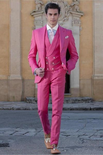 Abiti da uomo Personalizza Smoking da sposo Giacca da uomo rosa Blazer Costume di Halloween Elegante per matrimonio da uomo di lusso 224
