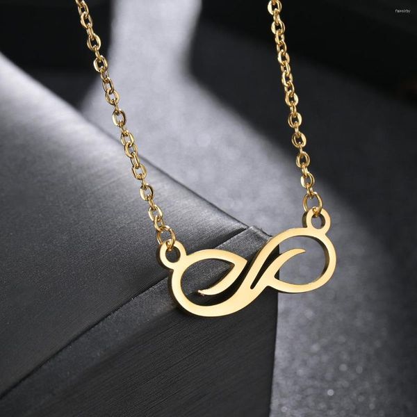 Catene YWSHK Collana con pendente a forma di infinito in acciaio inossidabile Regalo per feste Bijoux Bordo lucido per gioielli di moda per ragazze all'ingrosso