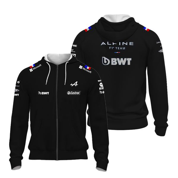 Jackets masculinos 2023 Capuz de jaqueta Official Racing Sports Zipper camisa da Fórmula 1 Team Alpine Alonso Blue Hood 230321