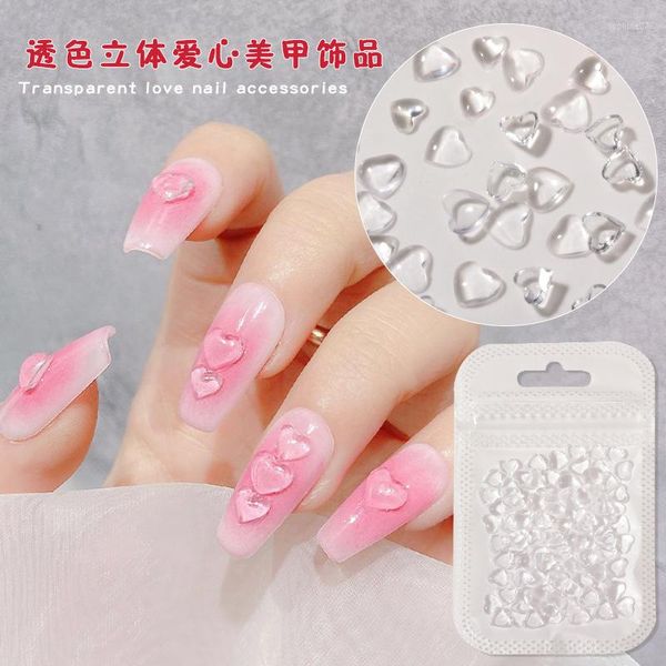 Nail Art Dekorationen 100 Stücke Transparent Flacher Boden Herz Schmuck Gelee Harz 3D Maniküre Zubehör Tipps Schönheit Großhandel