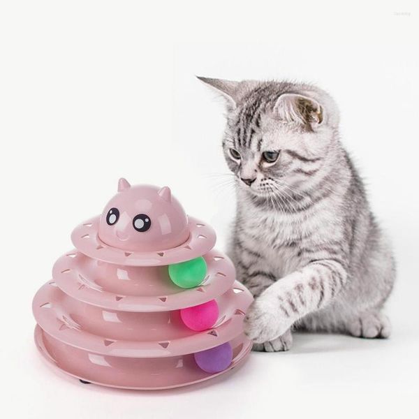 Cat Toys Pet Toy Interactive Play Disc Трехслойный трек поворота Smart Ball Scream Games for Cats аксессуары Drop