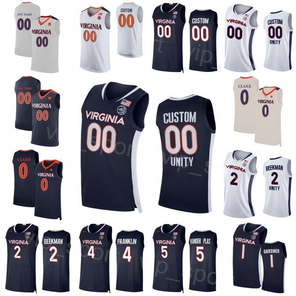 Virginia Cavaliers College 2 Reece Beekman Jersey Pallacanestro 5 Ben Vander Plas 11 Isaac Mckneely 4 Armaan Franklin 1 Jayden Gardner Kihei Clark Cucito Uomo Bambini