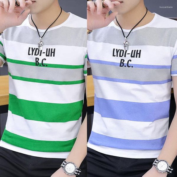 T-shirt da uomo Summer Fashion T-shirt a maniche corte per uomo Girocollo Giovane versione coreana Camicia semi-maniche Stud