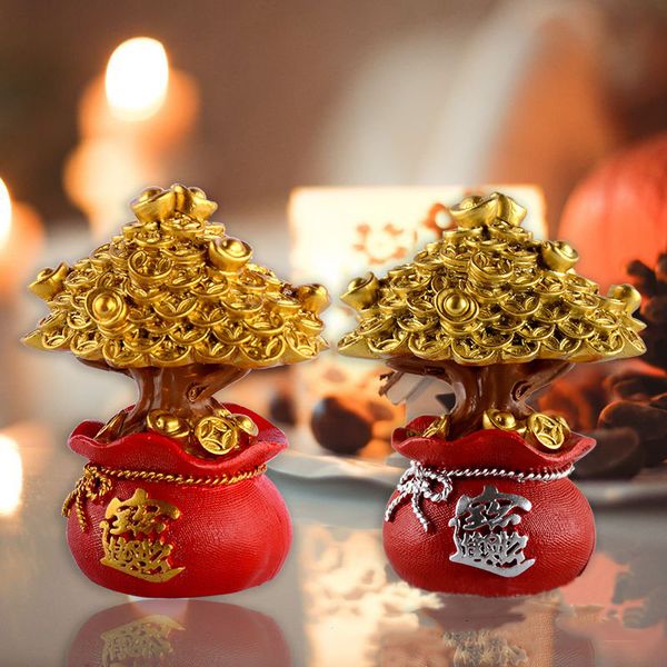 Objetos decorativos Figuras Feng Shui fa Cai Money Tree Lucky Fortune Birthday Baking Bolo Decorating for Car Home TV Cabinet Decoration 230320