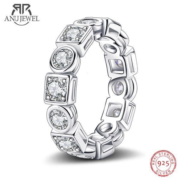 Mit seitlichen Steinen AnuJewel 3,5 mm D Farbe Ehering Ring 925 Silber Band Verlobungsringe für Frauen Großhandel 230320