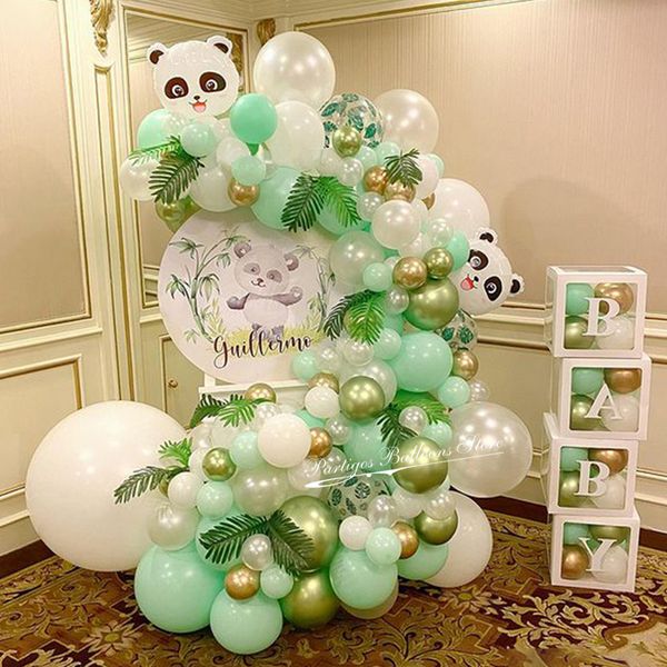 Outros suprimentos de festa do evento 115pcs kit de balão de balão de panda panda kit de balões de látex de pérola verde pérola para festa de aniversário decoração de chá de bebê 230321