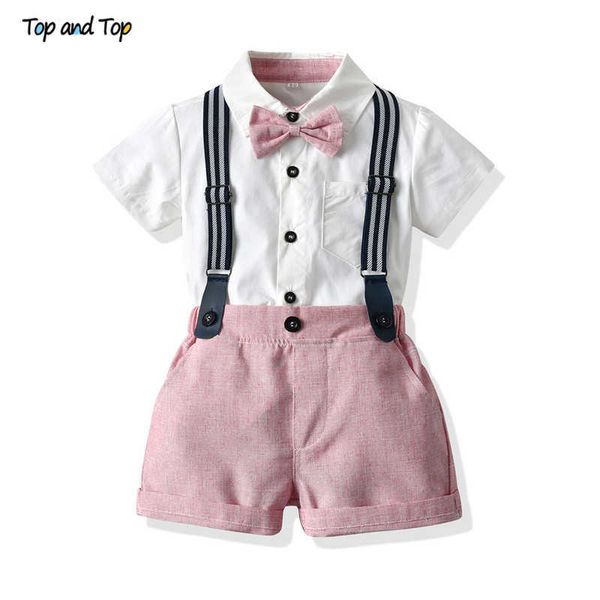 Одежда наборы топ и верхний малыш для мальчиков, набор одежды для новорожденных джентльмены костюма с коротким рукавом, шорты для бабочки, повседневная одежда для мальчика Z0321