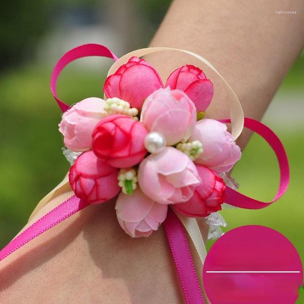 Dekorative Blumen, Hochzeitszubehör, Braut-Handgelenk-Blumen-Simulation, Brautjungfer, Schwester-Gruppe, kleines frisches Armband, Handgeschenk