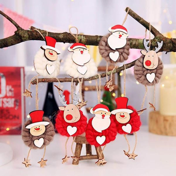 Decorações de Natal 3pcs pendurados pingentes de Natal Corte Boneco de neve, alces, Papai Noel em roupas de inverno