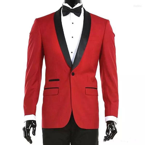 Мужские костюмы костюм Homme Red Jacket Black Pant Men Shab