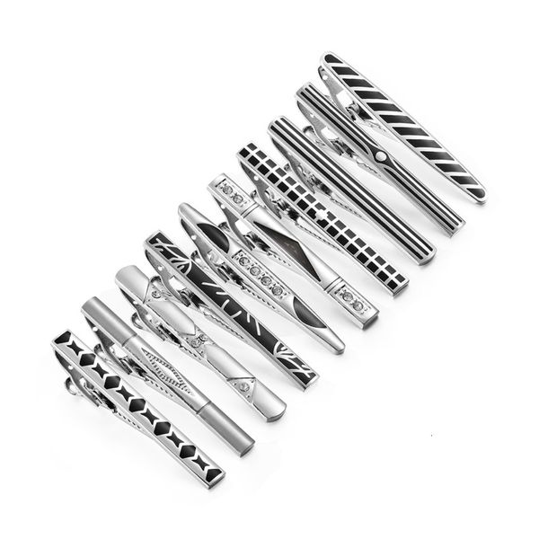 Cuff Links 10 PCs Tie Clips Set With Box Box Wedding Convidados S Luxo Jóias Masculinas Business Metal Man Shirm